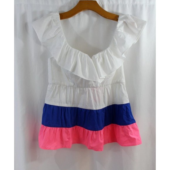 NWT Lilly Pulitzer Emie Ruffle Top Color-Block Size 0 - Picture 2 of 6